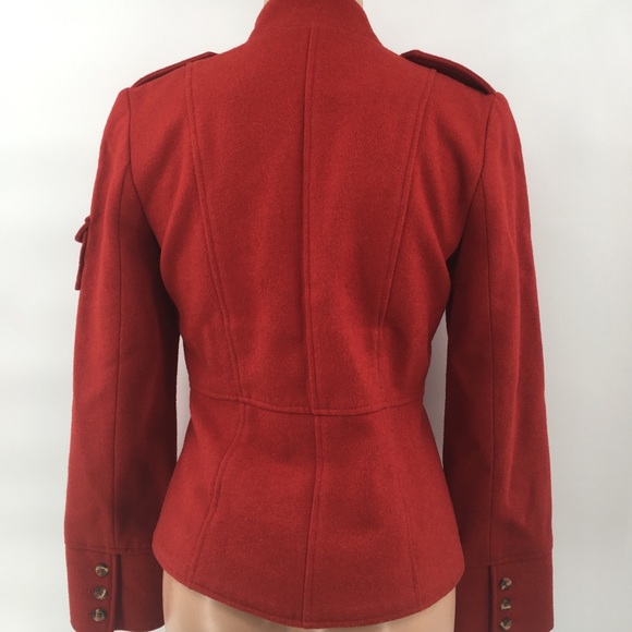 Sundance Red Wool Blend Military Style Jacket Coat - Picture 6 of 9